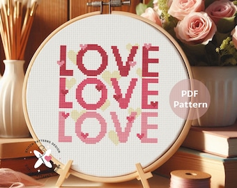 Love Cross Stitch Pattern: Valentine's Day DIY Embroidery (PDF Pattern)
