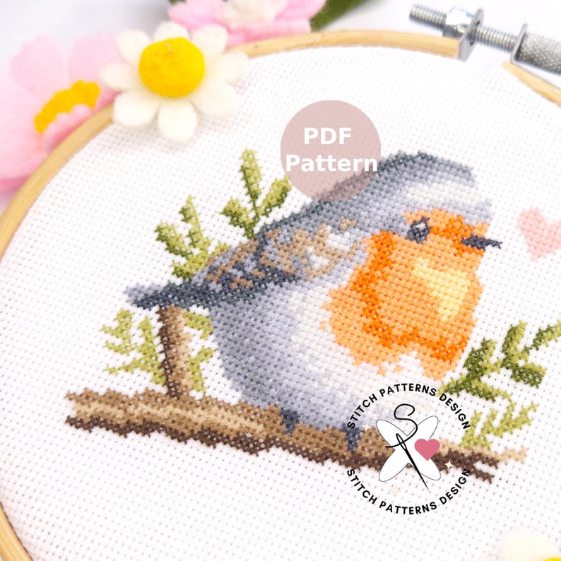 Robin Bird Cross Stitch Pattern: Detailed Chart (PDF Download) image 2