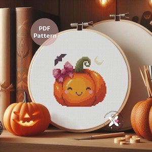 Cute Pumpkin Cross Stitch Pattern: Halloween Embroidery (PDF Pattern) image 10