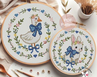 2er Set Frühling Kreuzstichmuster - Anfängerfreundlich (PDF-Muster)