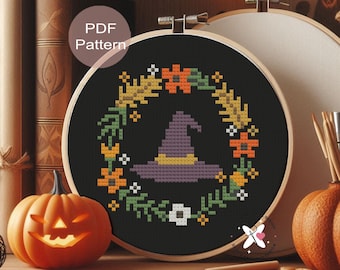 Witch's Hat Cross Stitch Pattern: Small Cozy Halloween Design (PDF Pattern)