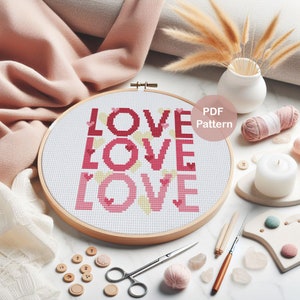 Love cross stitch pattern PDF | Valentine's Day Cross stitch Pattern | Instant download