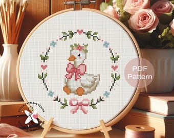 Kreuzstichmuster mit rosa Schleife - anfängerfreundlich (PDF-Muster)