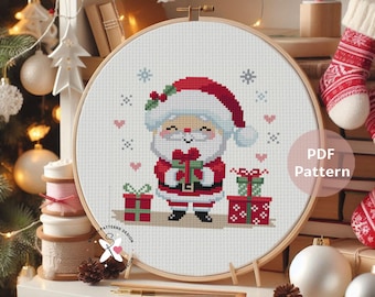 Santa Claus Cross Stitch Pattern: Christmas Embroidery Design (PDF Pattern)