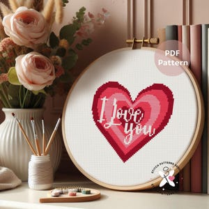 Heart Cross Stitch Pattern: Valentine&#39;s Day DIY Embroidery (PDF Pattern)