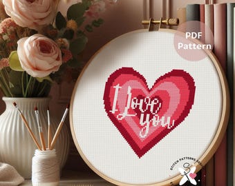 Heart Cross Stitch Pattern: Valentine's Day DIY Embroidery (PDF Pattern)