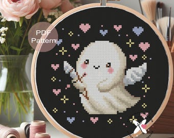 Amor-Geist Kreuzstich-Muster, Valentinstag Design (PDF-Muster)