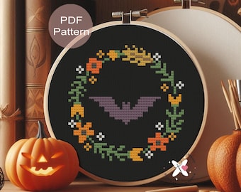 Bat Cross Stitch Pattern: Small Cozy Halloween Design (PDF Pattern)