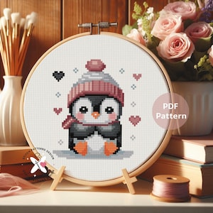 Penguin Cross Stitch Pattern: Winter Embroidery Design (PDF Pattern)