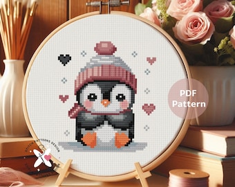 Penguin Cross Stitch Pattern: Winter Embroidery Design (PDF Pattern)