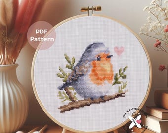 Robin Bird Cross Stitch Pattern: Detailed Chart (PDF Download)