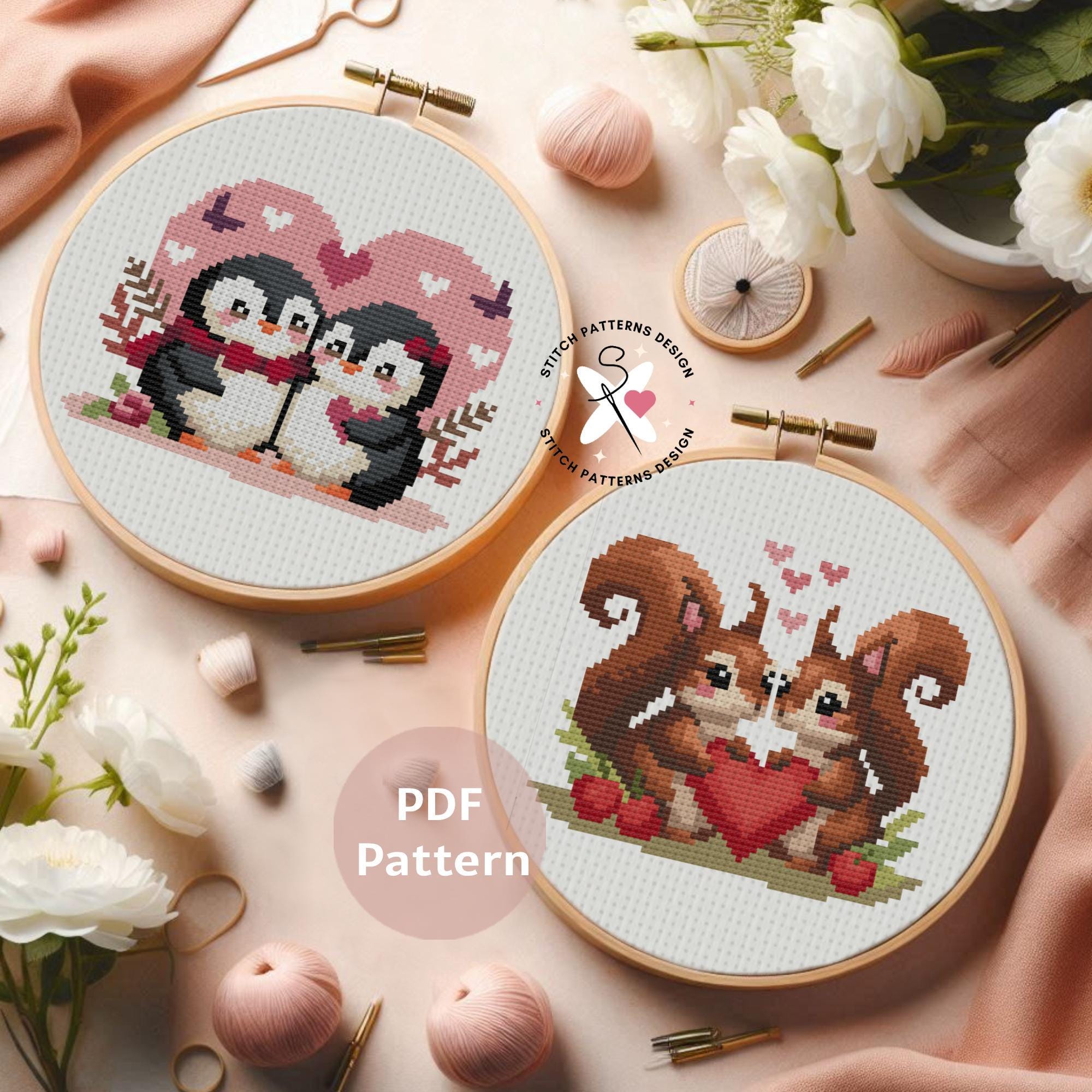 Couples Cross Stitch Pattern Set: Valentine's Day Design (PDF Download ...