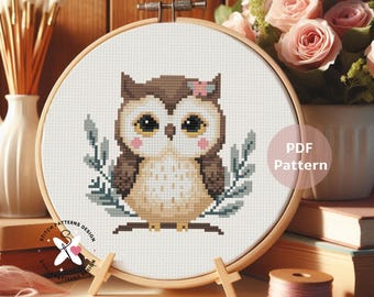 Owl Cross Stitch Pattern: Bird Embroidery Design (PDF Pattern)
