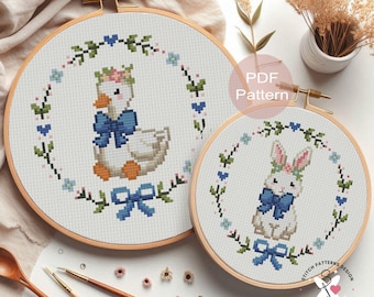 Set mit 2 kleinen Kreuzstichmustern - Anfängerfreundlich (PDF-Muster)