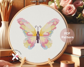 Kreuzstich Schmetterling Stickmuster: Großes modernes Design (PDF Download