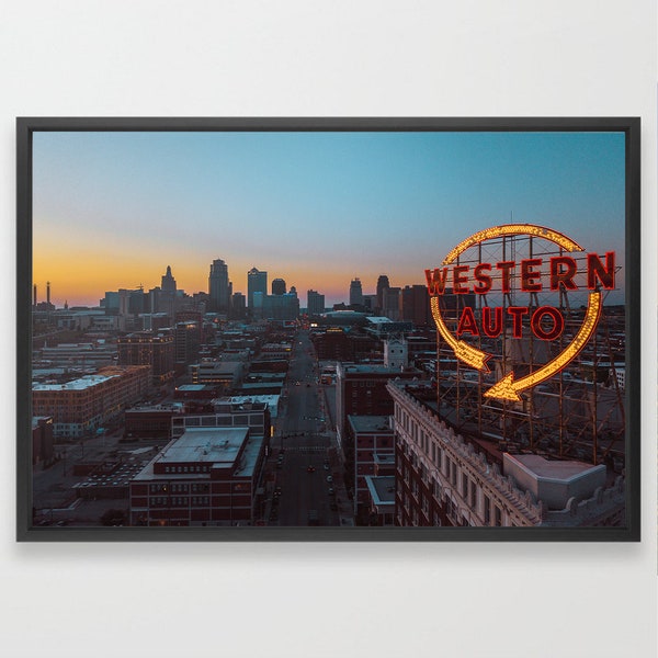 Iconic Western Auto Sign At Sunset - Downtown Kansas City
