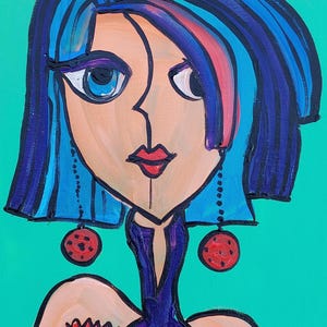 Donna POP ART / Dipinto acrilico estetico come stampa di poster / come regalo dipinto unico quadro d'arte