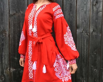 Embroidered boho dress! Ethno Folk Dress. Handmade dress. A gift for her, woman. Ukrainian dress and boho style. Vyshyvanka. Hutsul dress