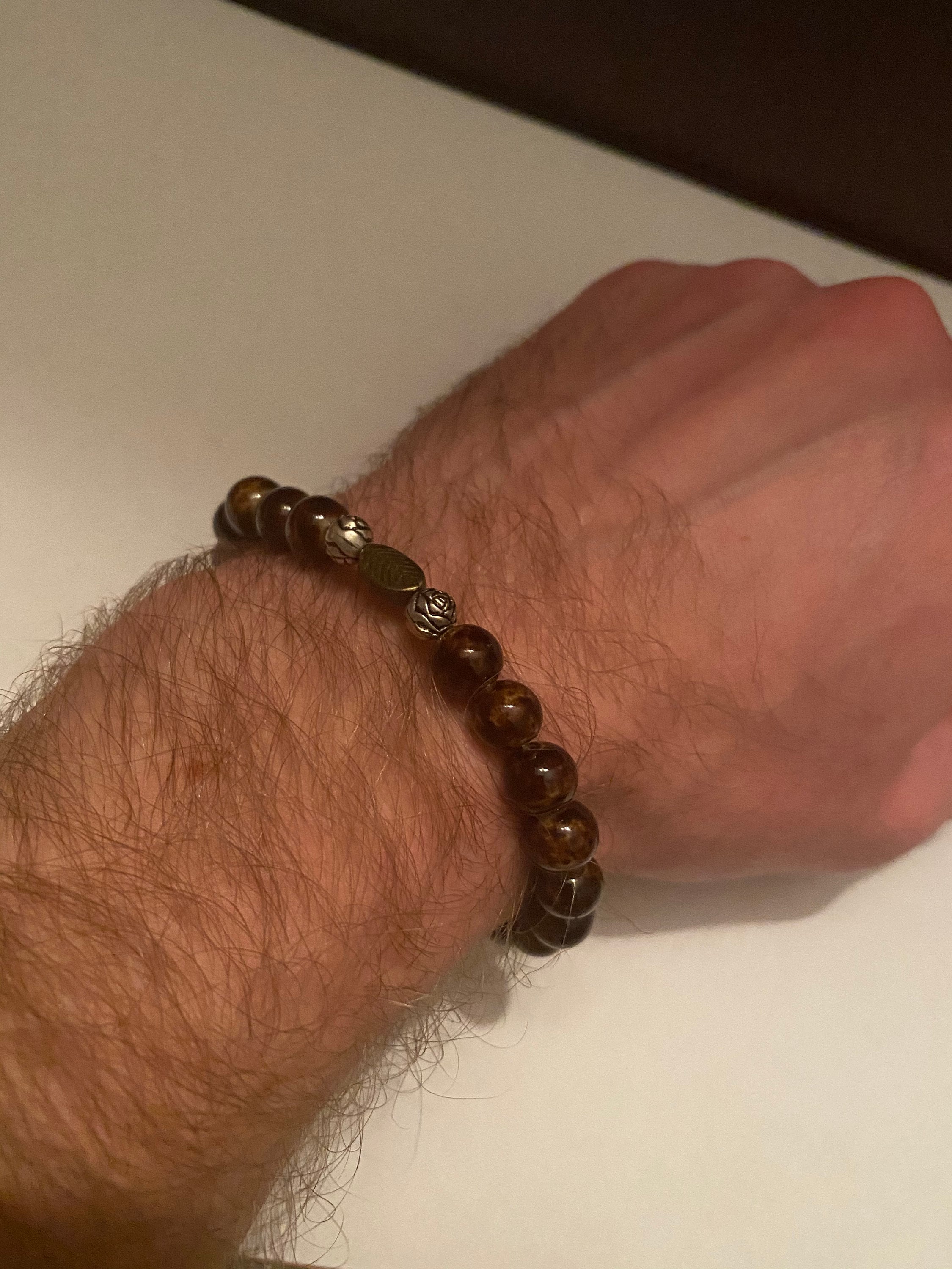 Brown Marble Beaded Bracelet Etsy