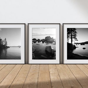 Vintage Black & White Film Photography Set of Lake Tahoe  (Set of 3) 074, Photography, Home Decor, Wall Decor, Gift  (FRAMES NOT INCLUDED)