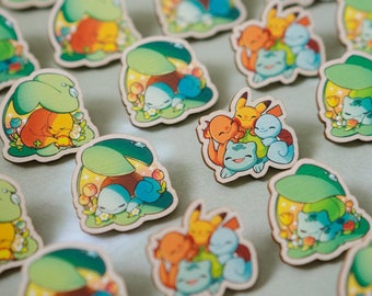 Kanto Starters Wooden Pins