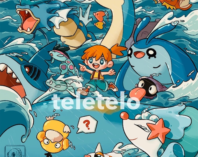 Water Pokemon Wave Mini Print - Etsy