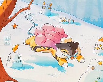 Raikou & The Winter Snowmons Mini Print