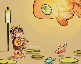 Fishy Bus Stop Mini Print