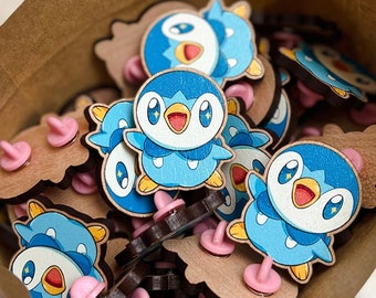 Excited Piplup Wooden Pin
