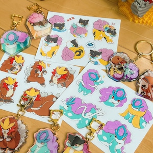 Raikou, Entei en Suicune Kitty/Puppy waterdichte stickervellen (4,25 x 5,5 inch glanzend vinyl)