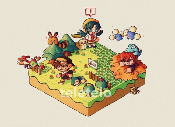 Pokemon Gold/silver/crystal: Johto Trainers & Starters Print