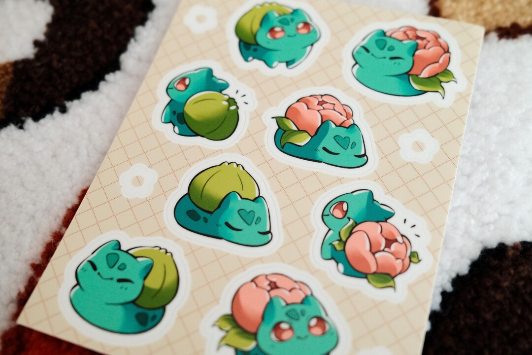 Bulbasaur Waterproof Sticker Sheet (4.25 X 5.5 Inch Glossy Vinyl) - Etsy