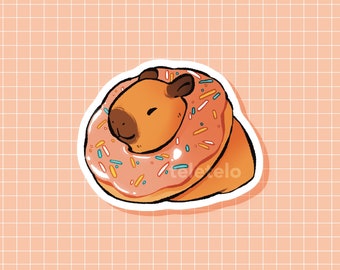 Capybara Donut Matte Vinyl Sticker