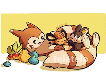 Furret & Friends Mini Print