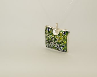 Provence au Printemps series II Champlevé and Cloisonné Silver Pendant