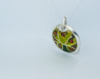 Apple Tree of Life Champlevé and Cloisonné Silver Pendant