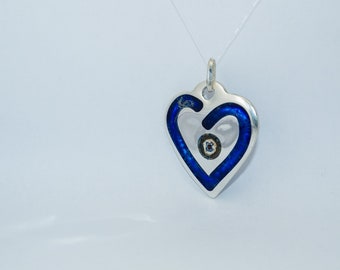 Heart Champlevé with Murano Millefiori center Silver Pendant