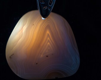 Banded Agate Cabochon Silver Pendant