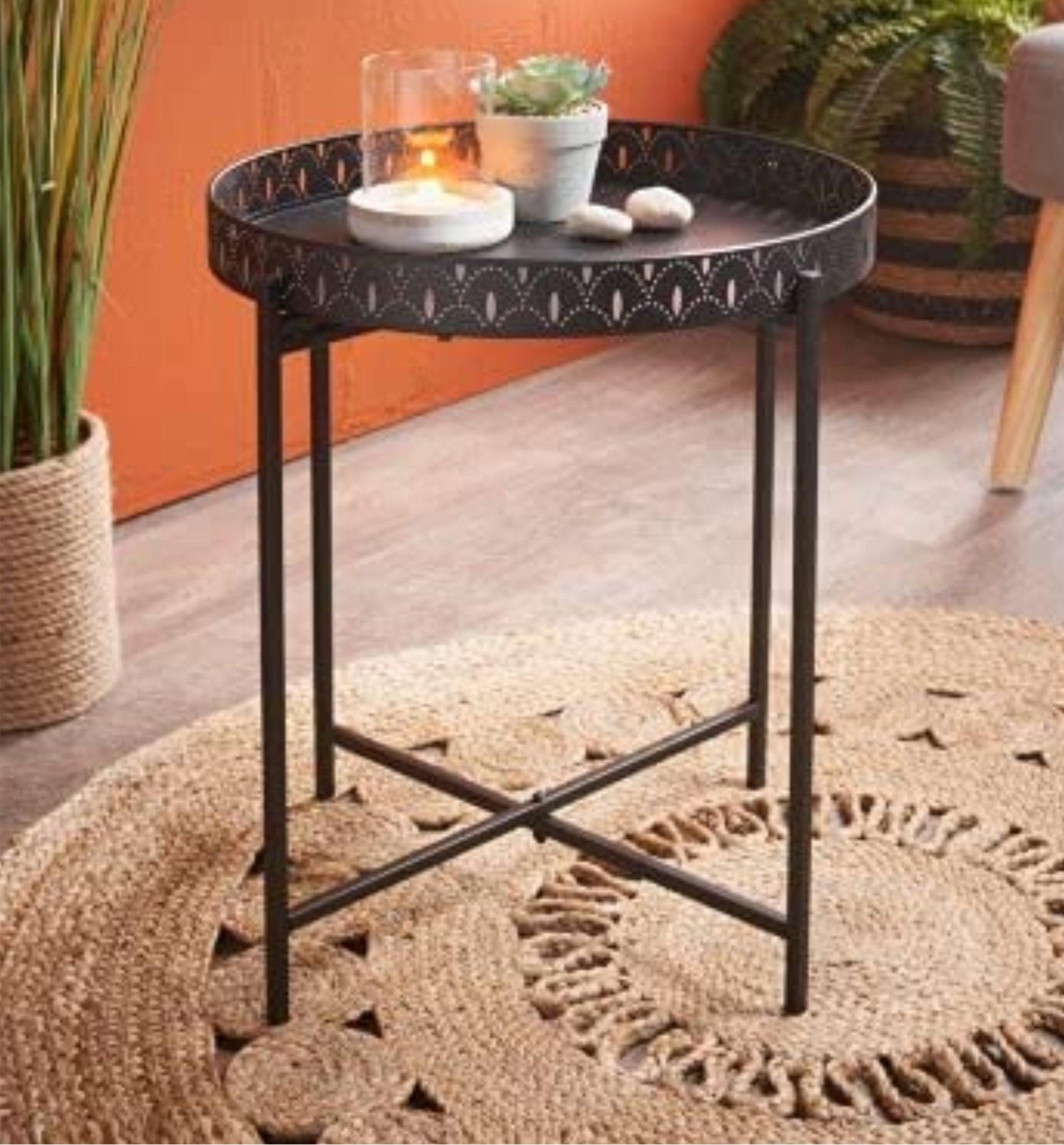 NEW Black Metal Side Coffee Tray Table With Removable Top Etsy