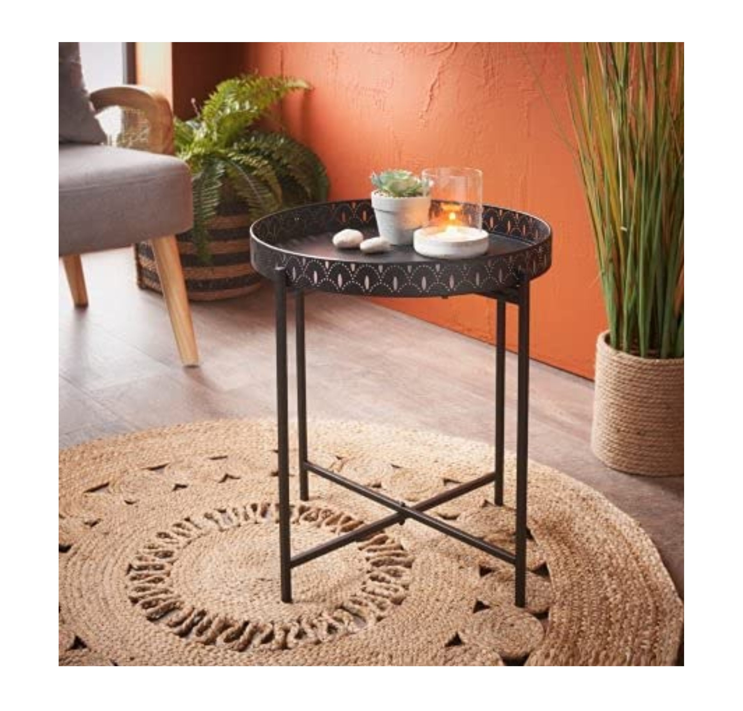 NEW Black Metal Side Coffee Tray Table With Removable Top Etsy