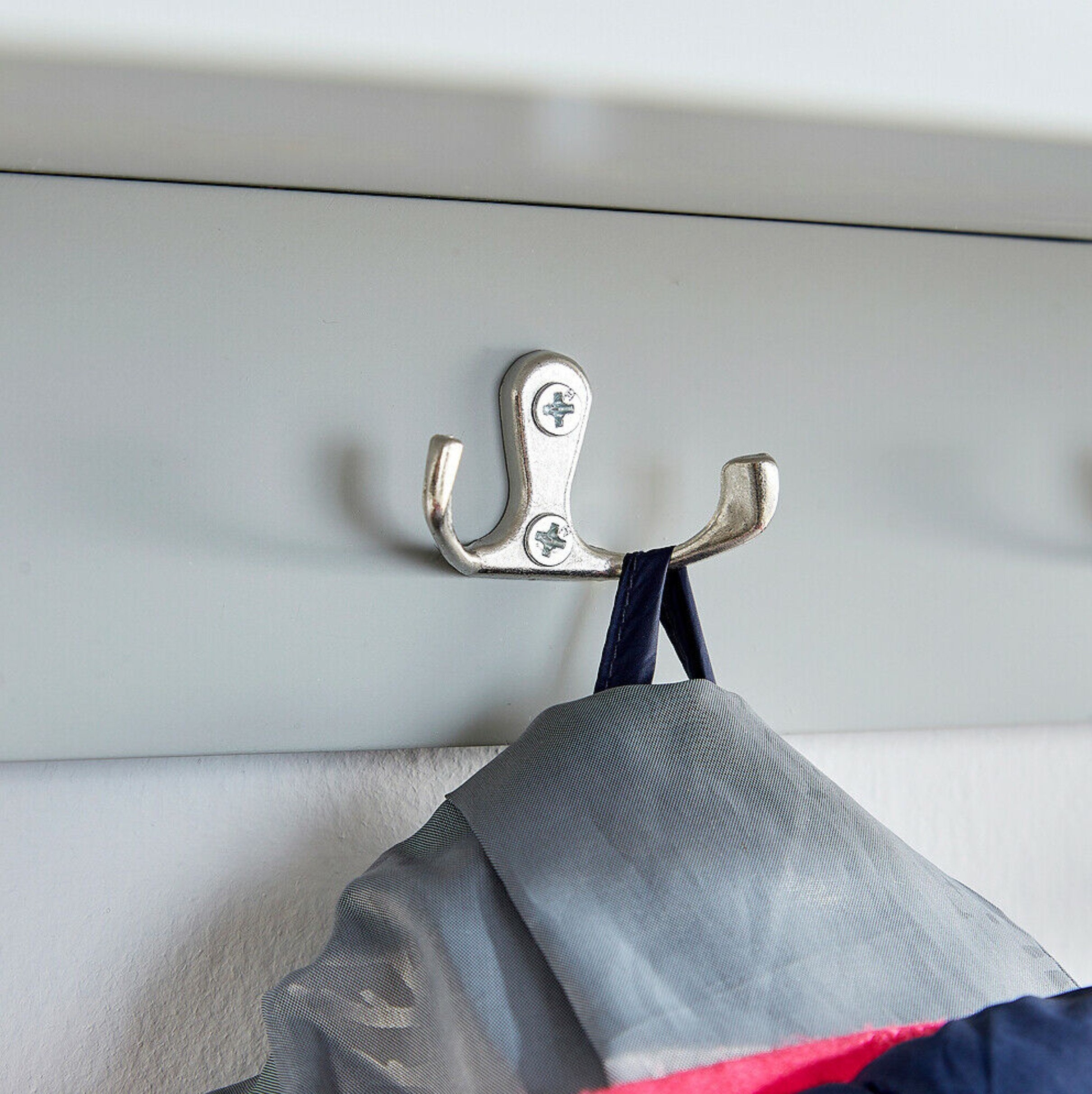 Coat Hook Wall Mounted Unit Grey 2 Open Shelves 4 Robe Hooks Etsy