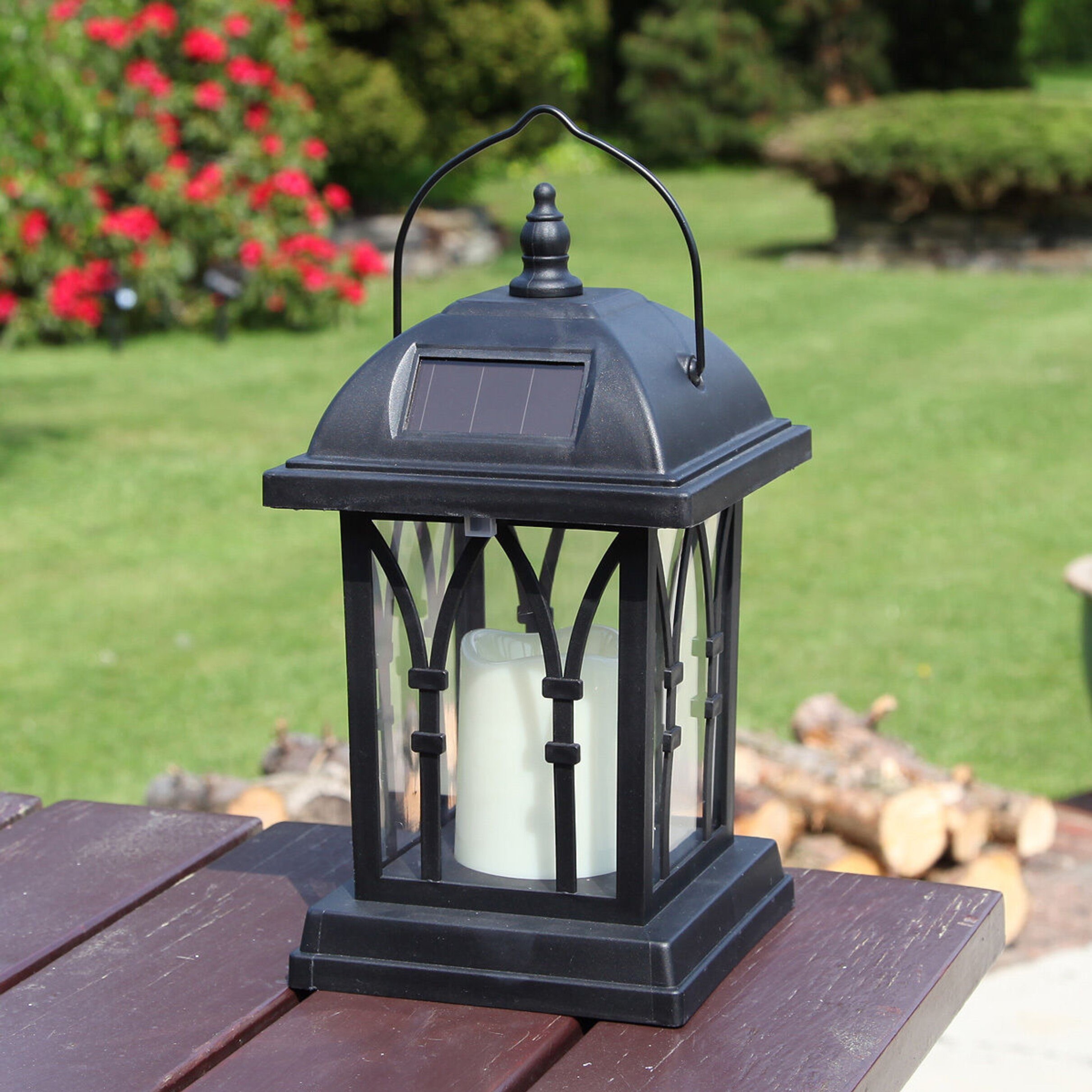 Solar Power Outdoor Garden Flickering LED Candle Lantern Light Etsy