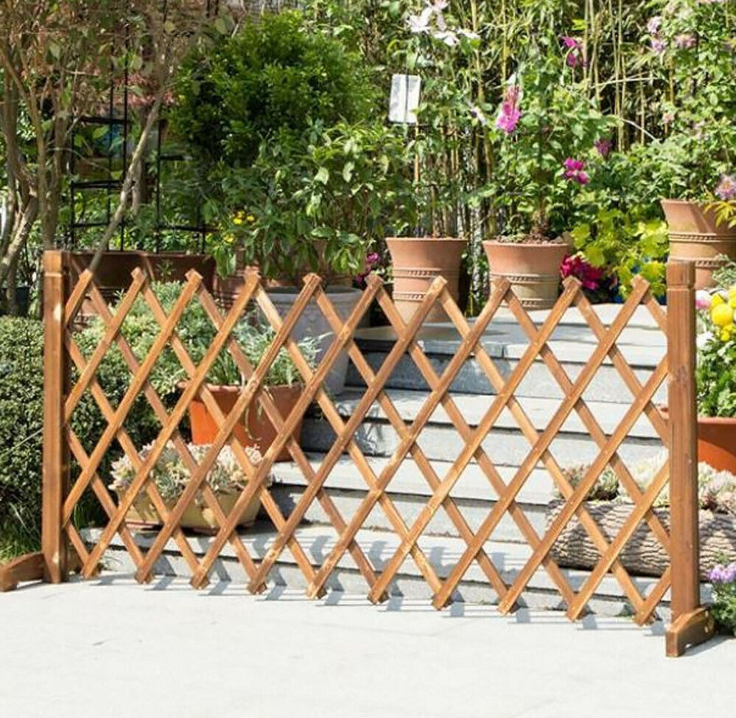 Expanding Wooden Fence Trellis Freestanding Garden Screen Etsy