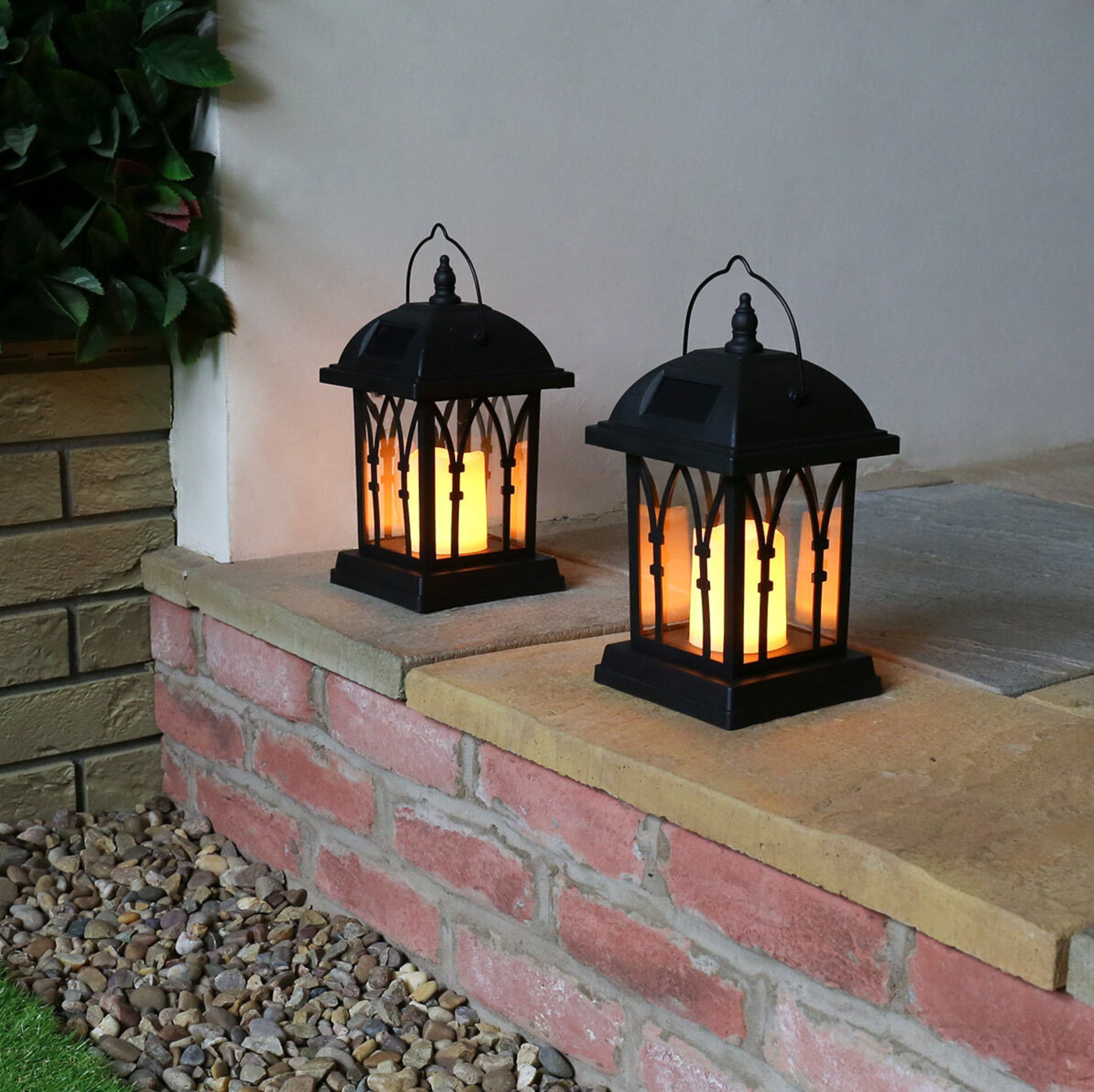 Solar Power Outdoor Garden Flickering LED Candle Lantern Light Etsy