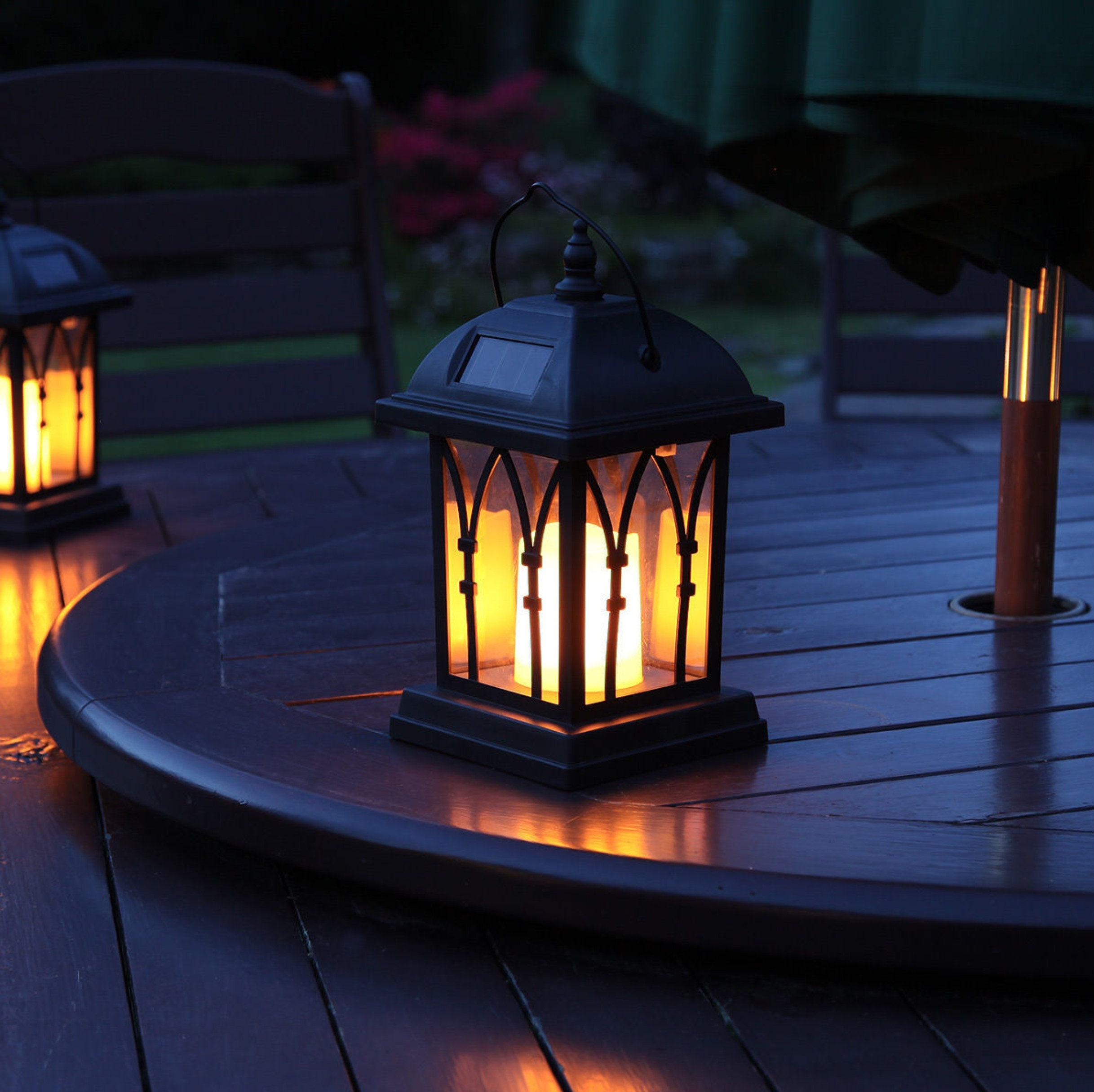 Solar Power Outdoor Garden Flickering LED Candle Lantern Light Etsy