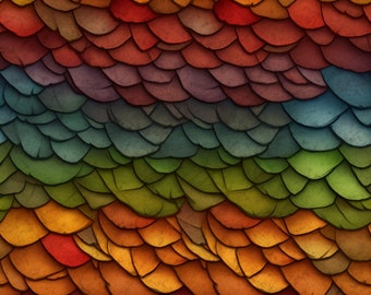 Escamas de dragón arcoíris de alta fantasía, textil sin costuras para mosaicos