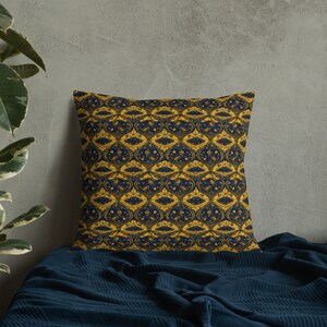Golden Azure Throw Pillow