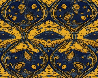 Textil enlosable sin costuras de alta fantasía azul dorado