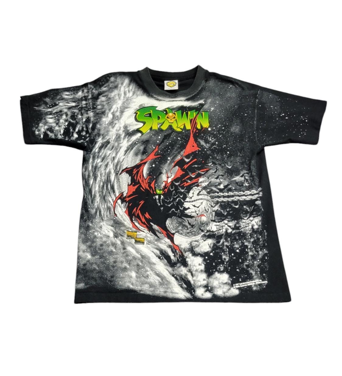 トップス SPAWN movie soundtrack T vintage XL 1997 Vintage Spawn Movie Merch T-shirt 1997 Over Print Full Print