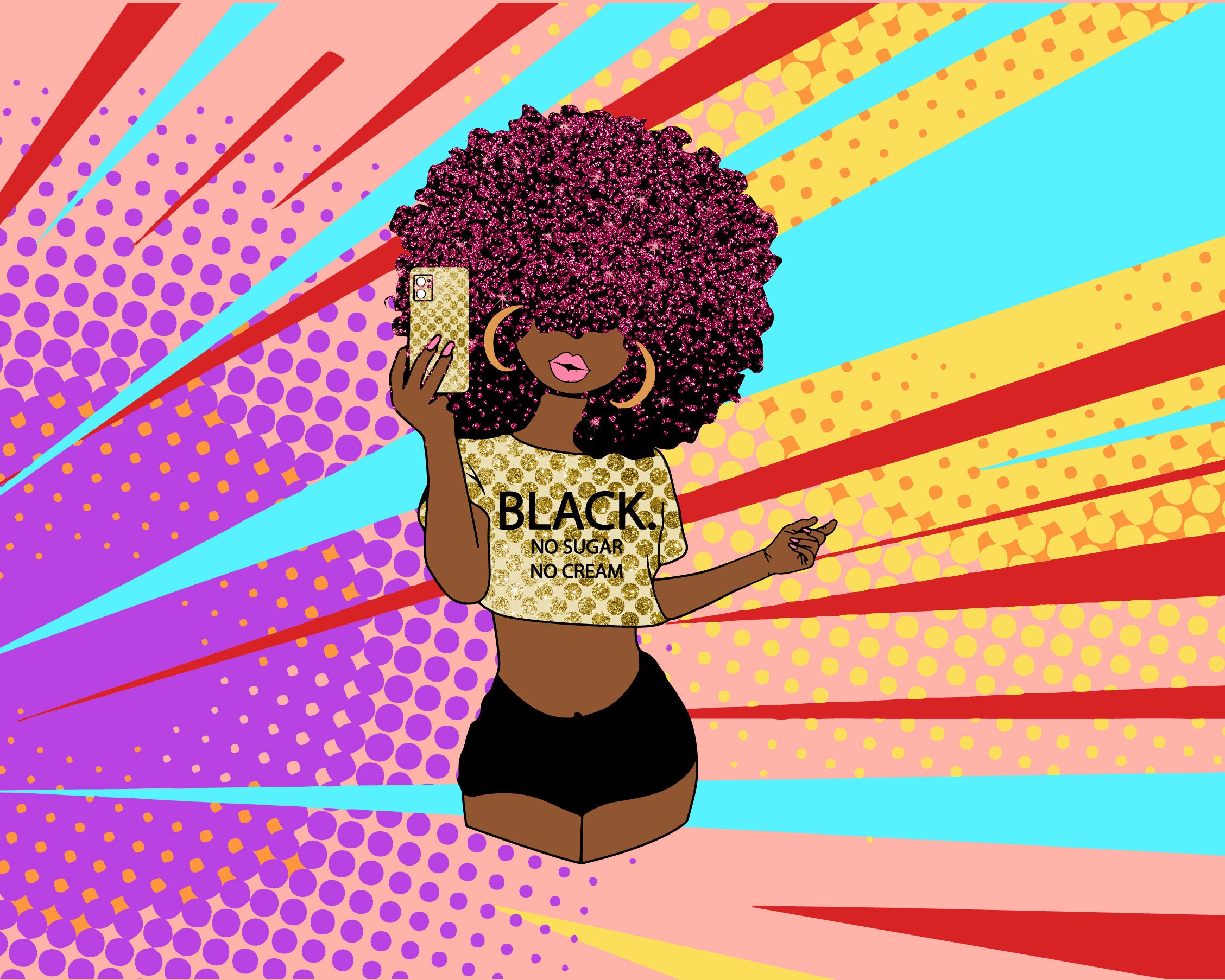 Black no sugar no cream Sisterhood clipart Afro girls | Etsy